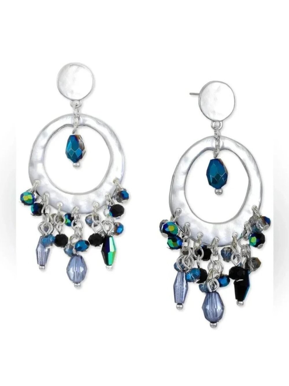 Orbital Silver Blue Crystal Earrings